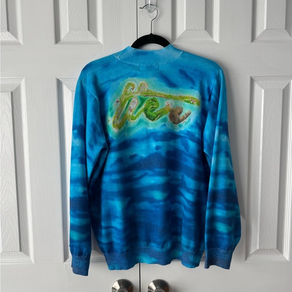 Tier NYC Teal Blue Green Crewneck Sweatshirt L NWT Project 4 Tier Island - Picture 3 of 10